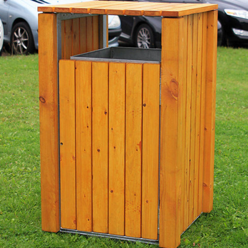 صندوق قمامة خشبي بتصميم بسيط